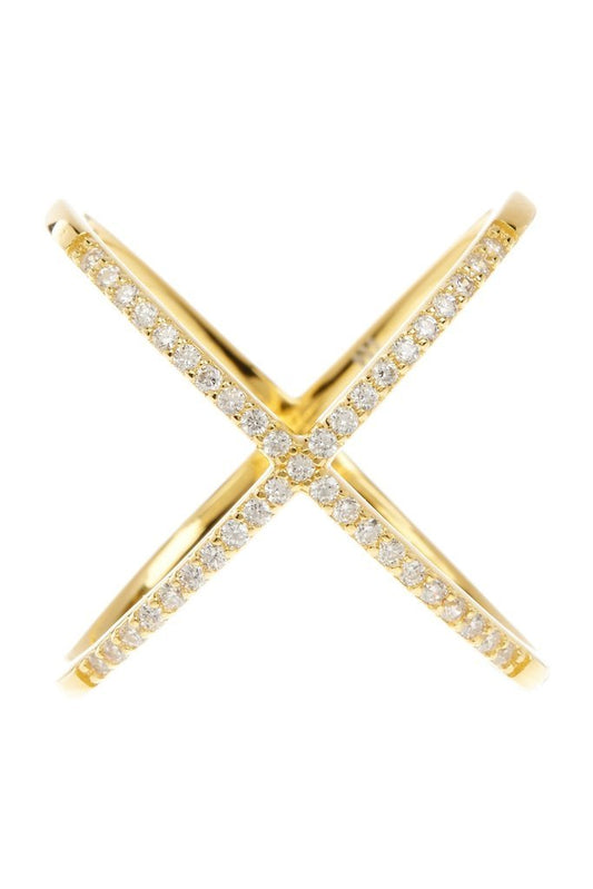 Sterling Silver CZ Criss Cross Ring