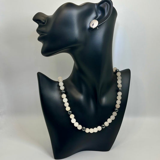 Sterling Silver White Jade Necklace: Hematite Jade Silver Fine Jewelry Statement Handmade @jewelry #everyone @everyone @fashion
