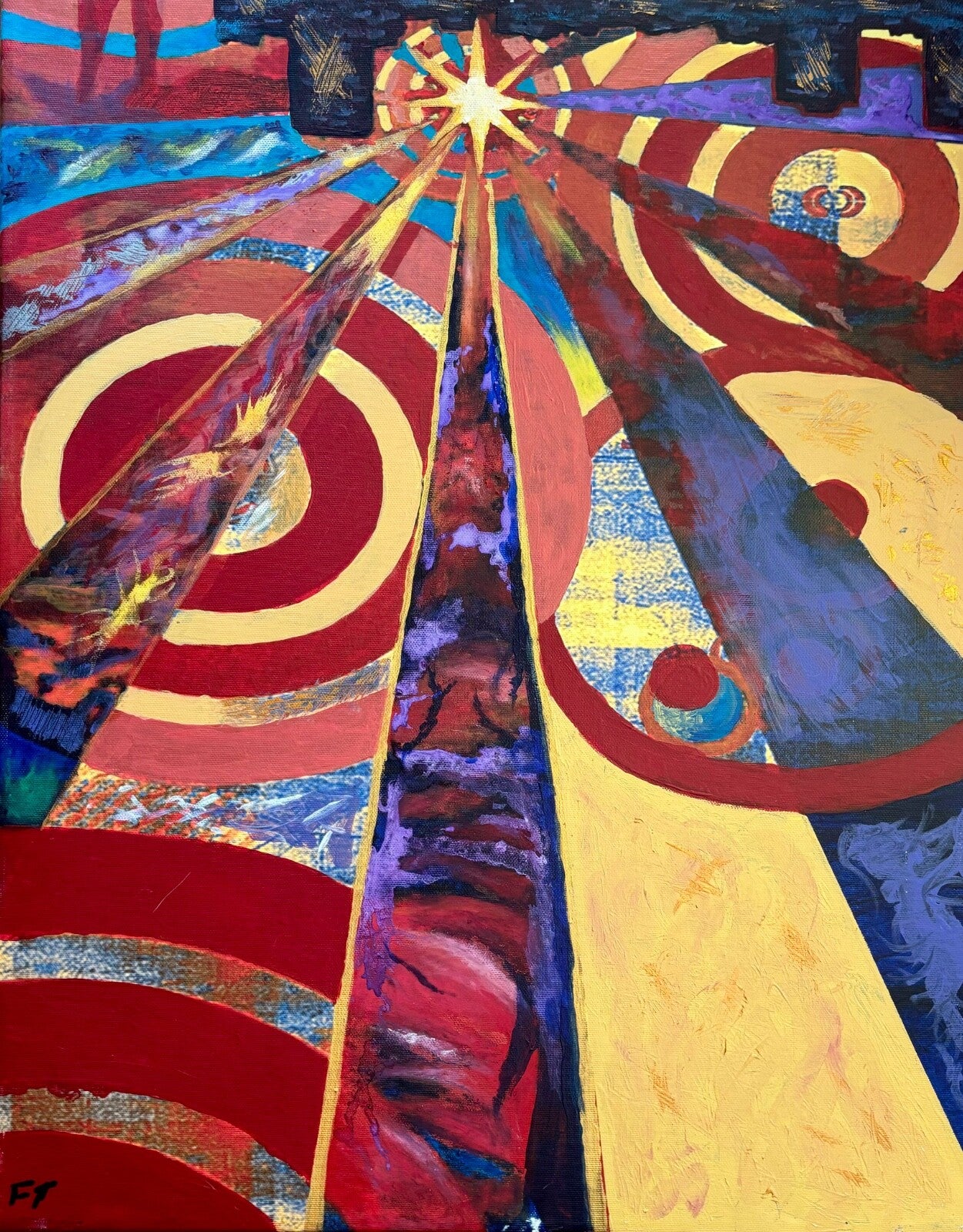 Original Abstract Modern Art: "Golden Star" Collectors item by Frederick Troy