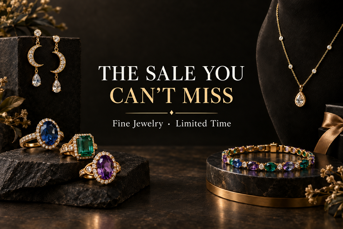 The Sale You Can’t Miss banner featuring fine jewelry on a dark background, with text reading Fine Jewelry · Limited Time