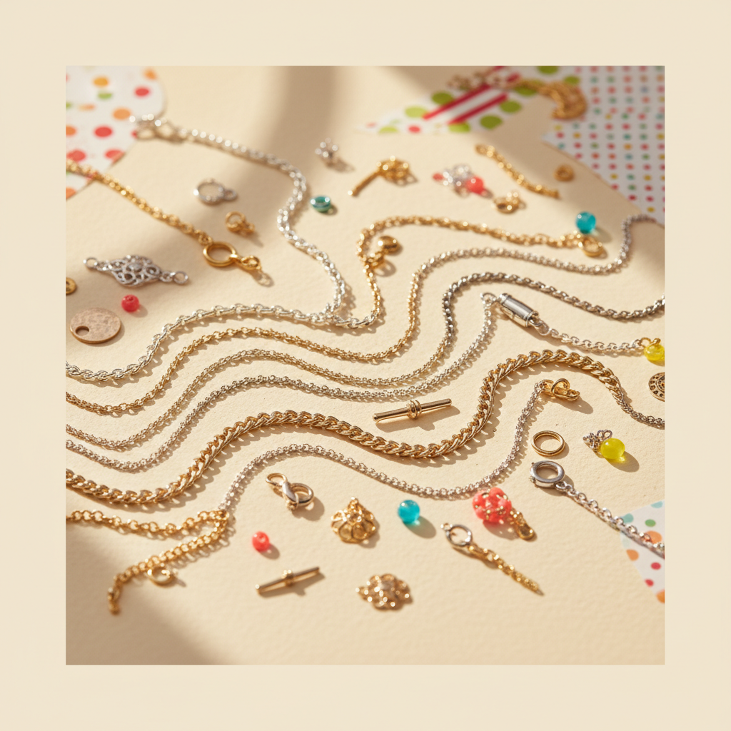 Silver and gold jewelry findings in a creative workspace