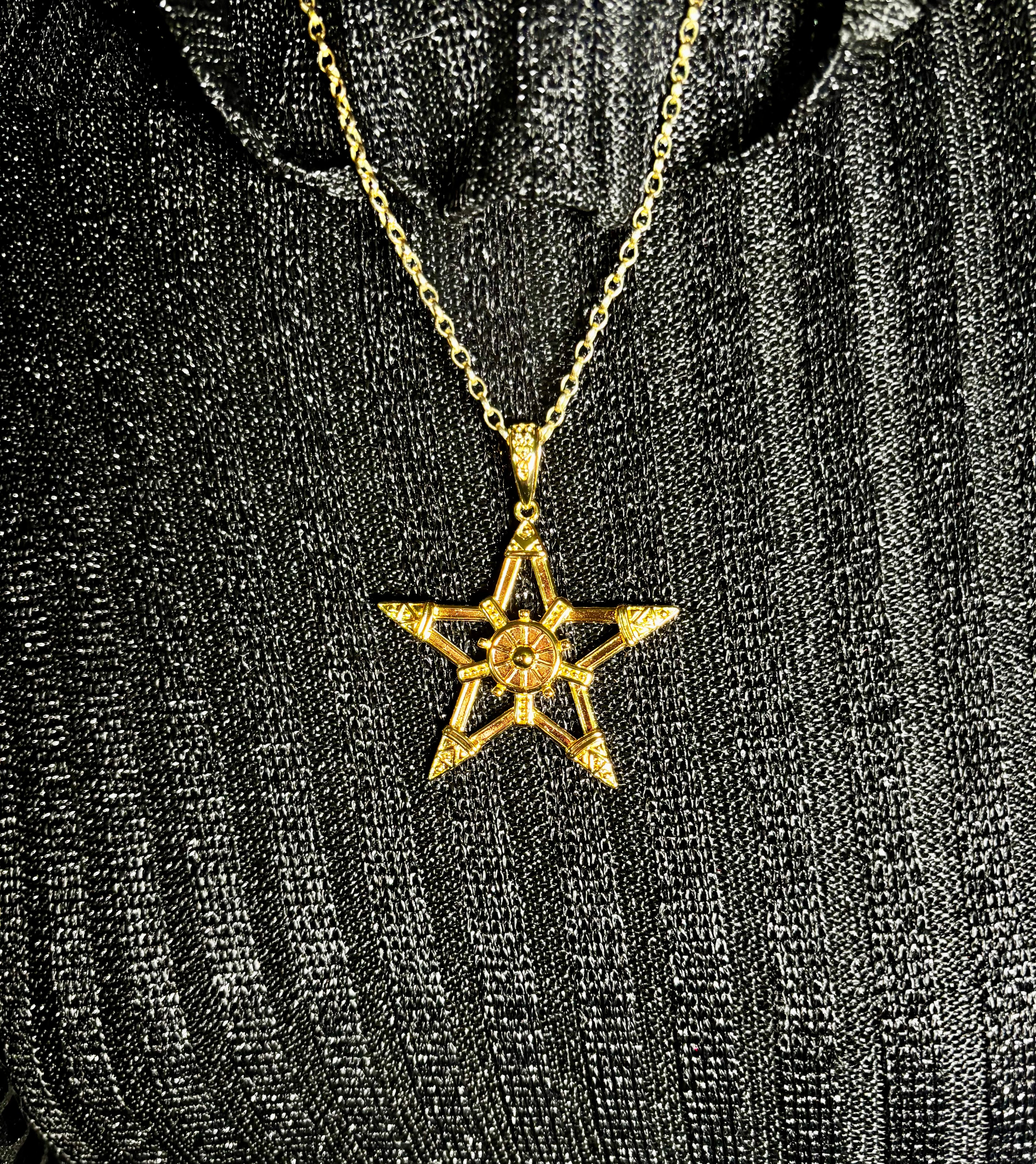 Sterling Silver Pentagram Pentacle Necklace Wicca Witchcraft Pagen Norse