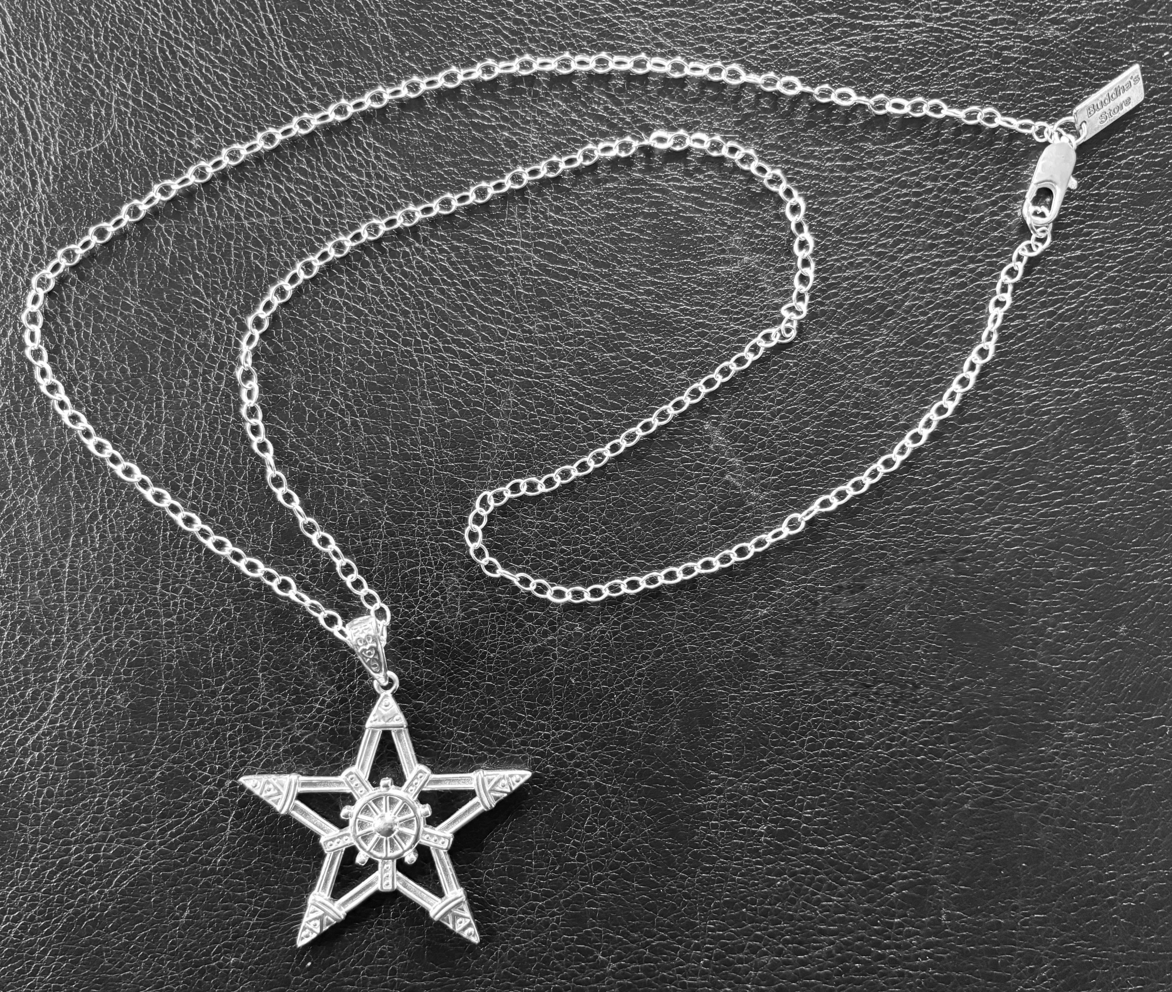 Sterling Silver Pentagram Pentacle Necklace Wicca Witchcraft Pagen Norse