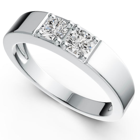 Sterling Silver Ring Double Racer Design Tiffany Deco Vintage