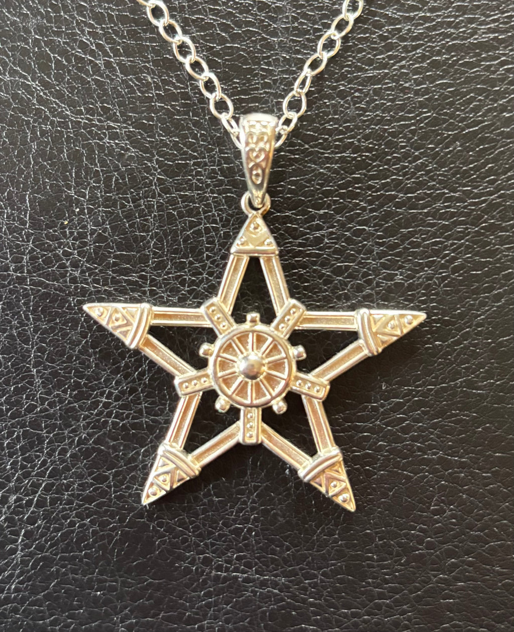 Sterling Silver Pentagram Pentacle Necklace Wicca Witchcraft Pagen Norse