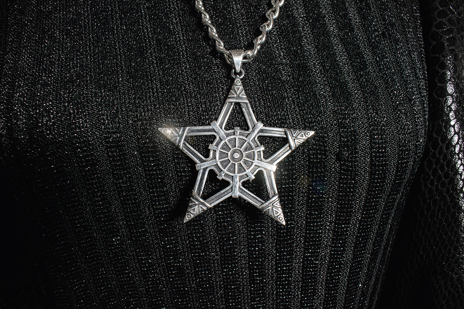 Sterling Silver Pentagram Pentacle Necklace Wicca Witchcraft Pagen Norse