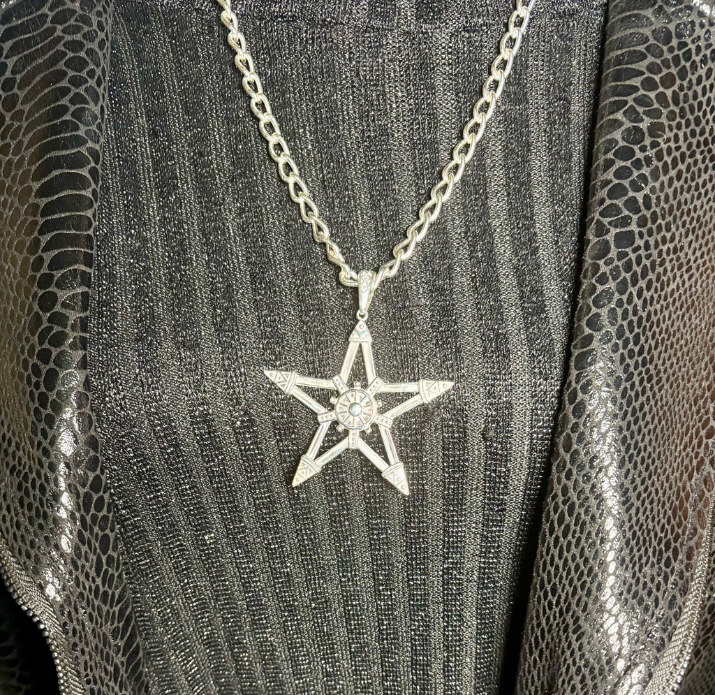 Sterling Silver Pentagram Pentacle Necklace Wicca Witchcraft Pagen Norse