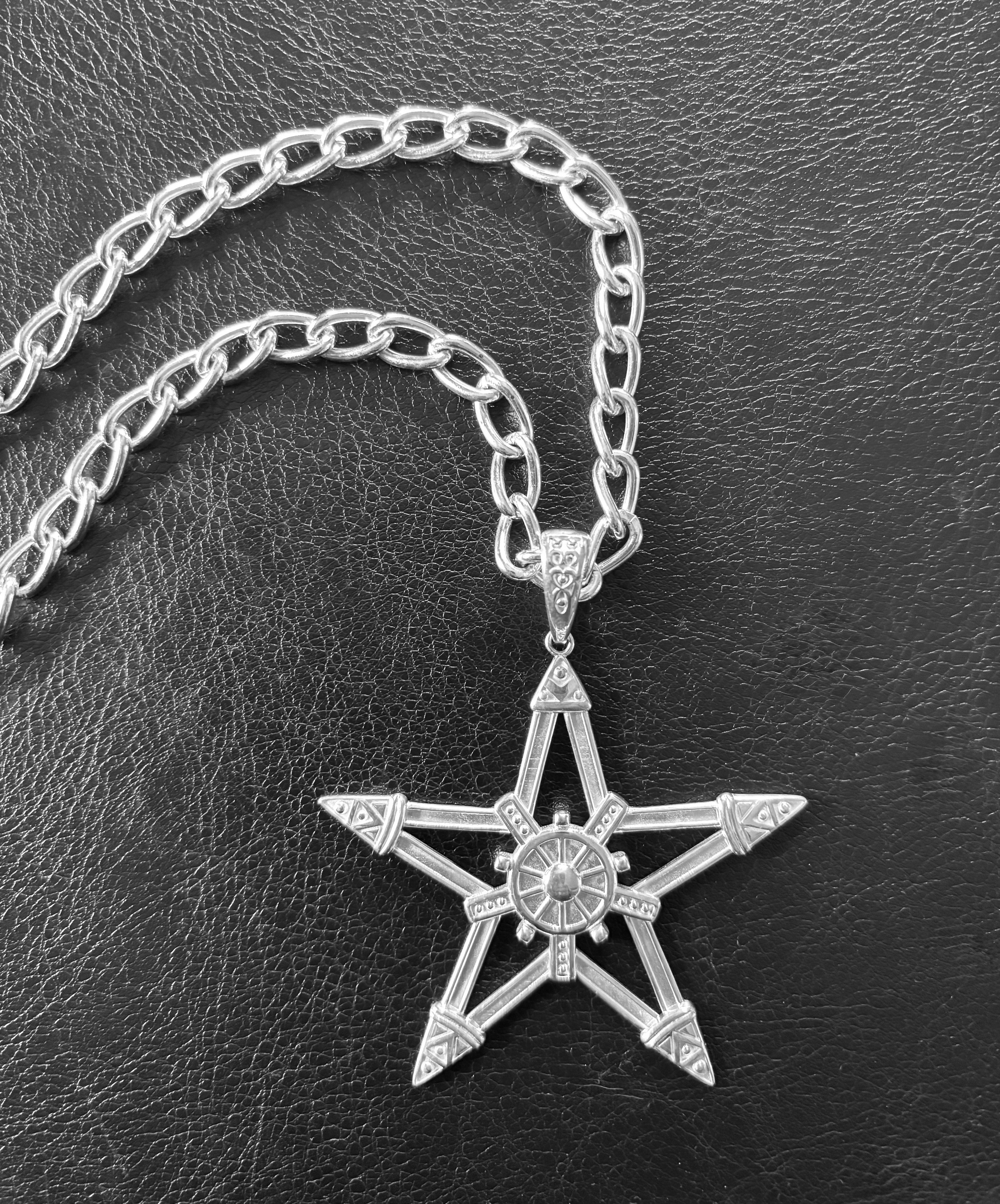 Sterling Silver Pentagram Pentacle Necklace Wicca Witchcraft Pagen Norse