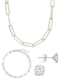 Sterling Silver Paperclip & Everyday Studs Jewelry Bundle