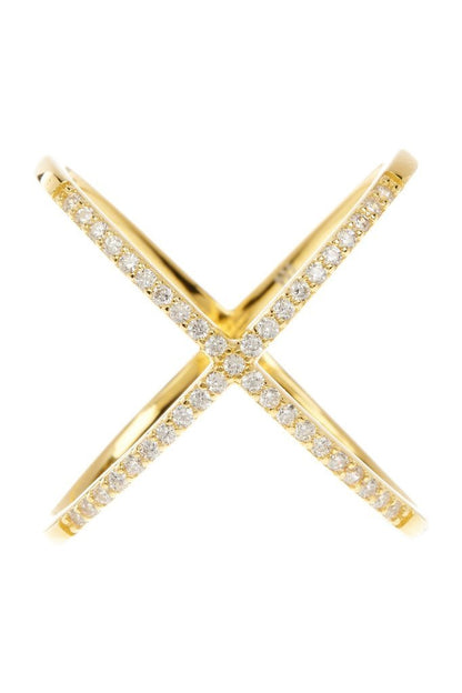 Sterling Silver CZ Criss Cross Ring