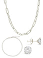 Sterling Silver Paperclip & Everyday Studs Jewelry Bundle