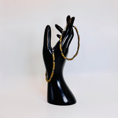 Silver And Gold Hematite Bracelets: Egyptian, Handmade, artisan jewelry