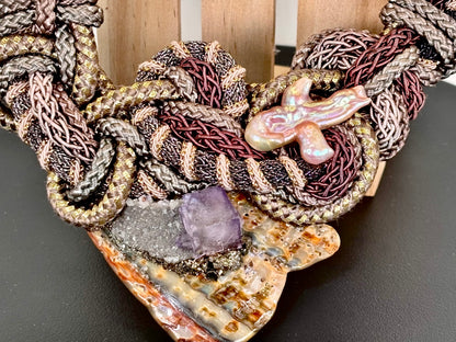 Alex And Lee Multi Gemstone And Cord Statement Bib Necklace: Collectors Item