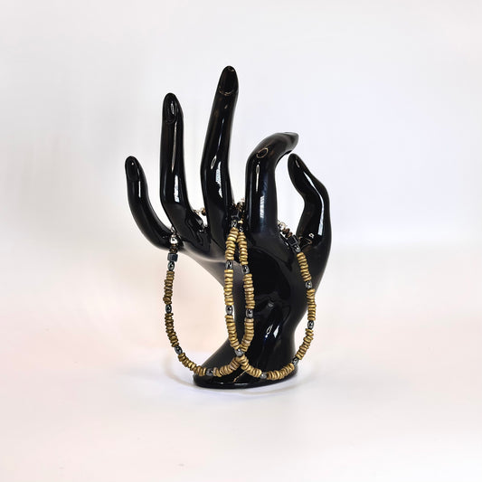 Silver And Gold Hematite Bracelets: Egyptian, Handmade, artisan jewelry