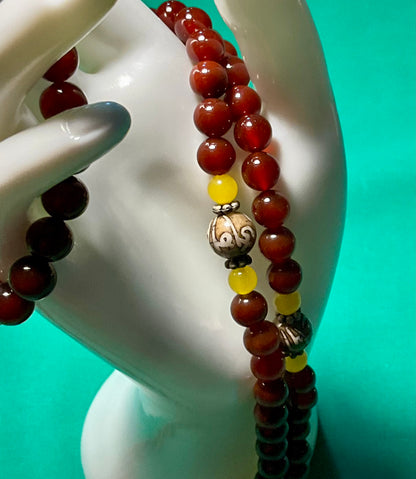 Mala Prayer Beads Buddhist Fancy Carnelian 108 beads