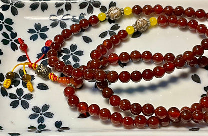 Mala Prayer Beads Buddhist Fancy Carnelian 108 beads