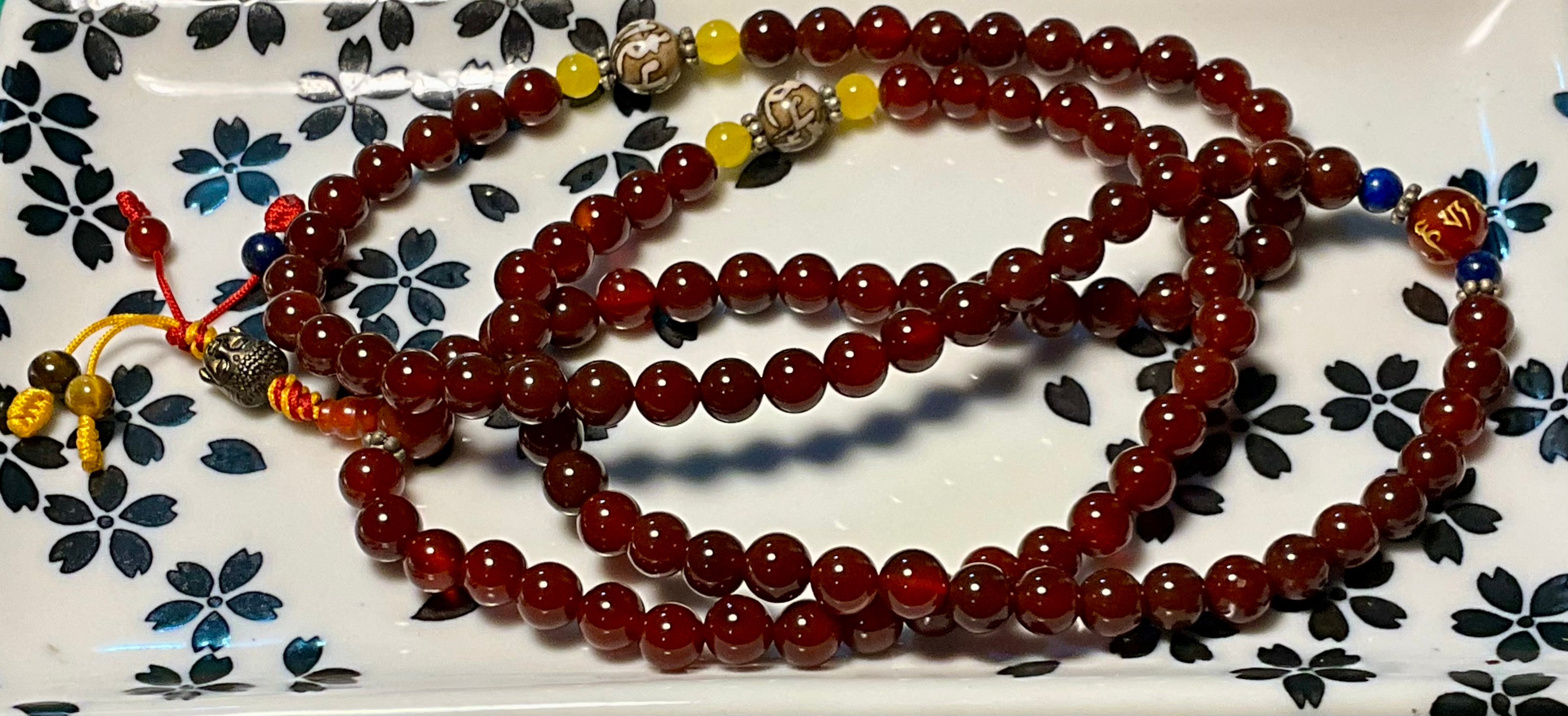 Mala Prayer Beads Buddhist Fancy Carnelian 108 beads