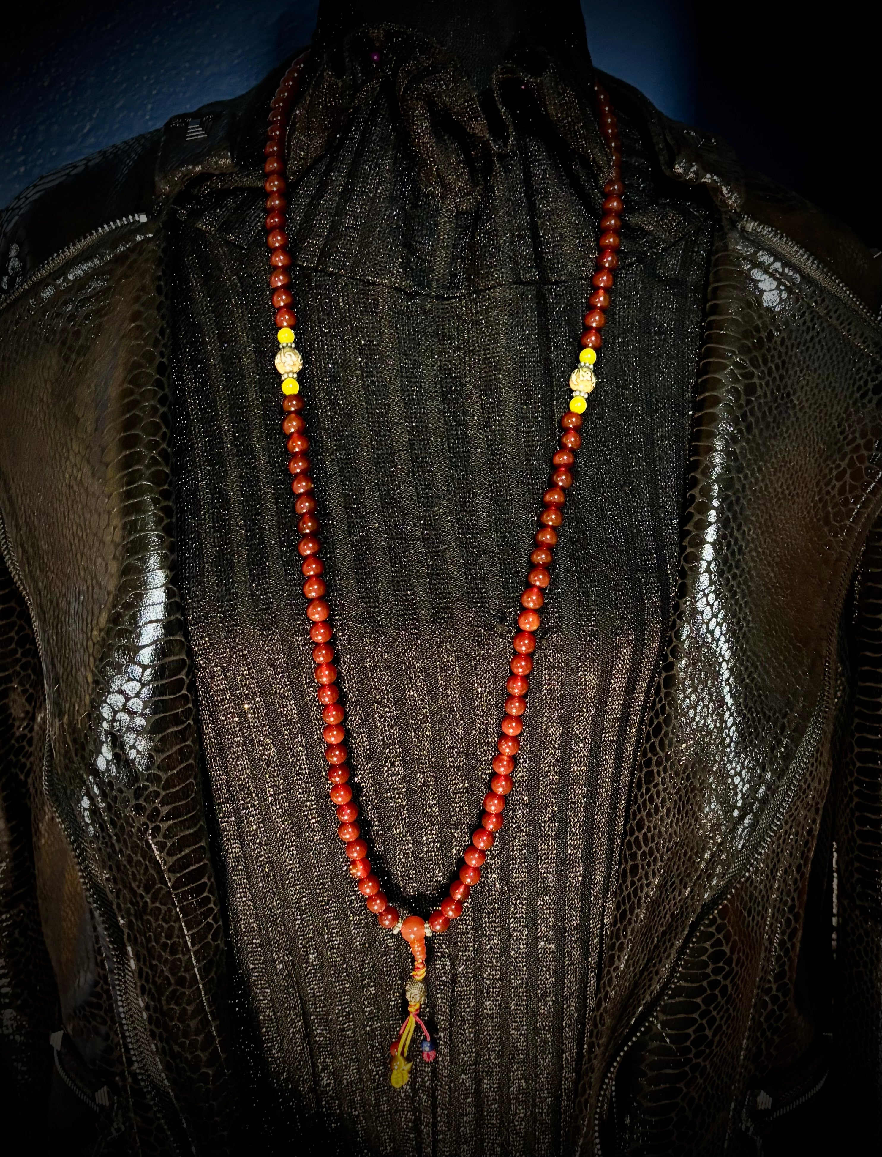 Mala Prayer Beads Buddhist Fancy Carnelian 108 beads