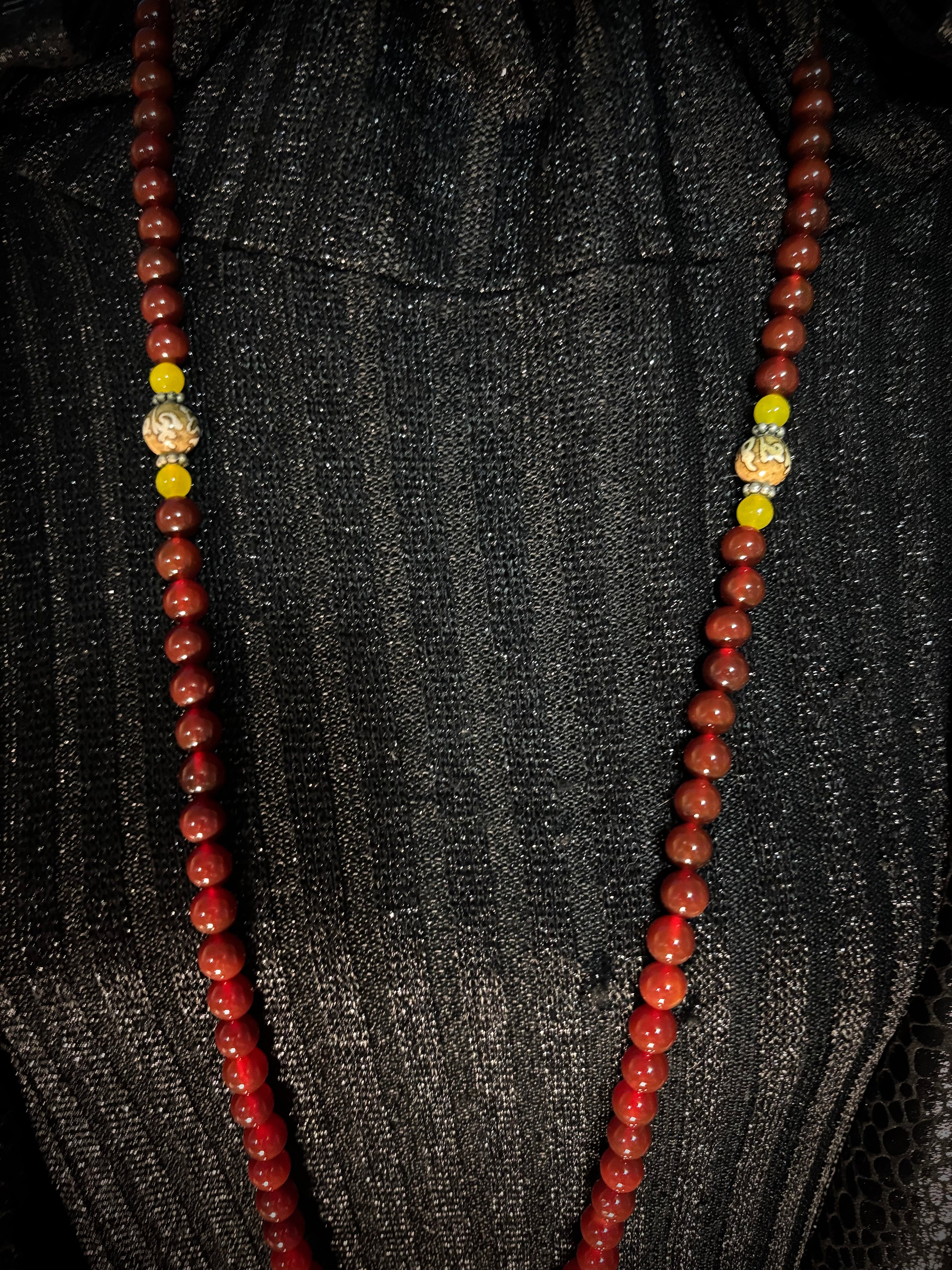 Mala Prayer Beads Buddhist Fancy Carnelian 108 beads