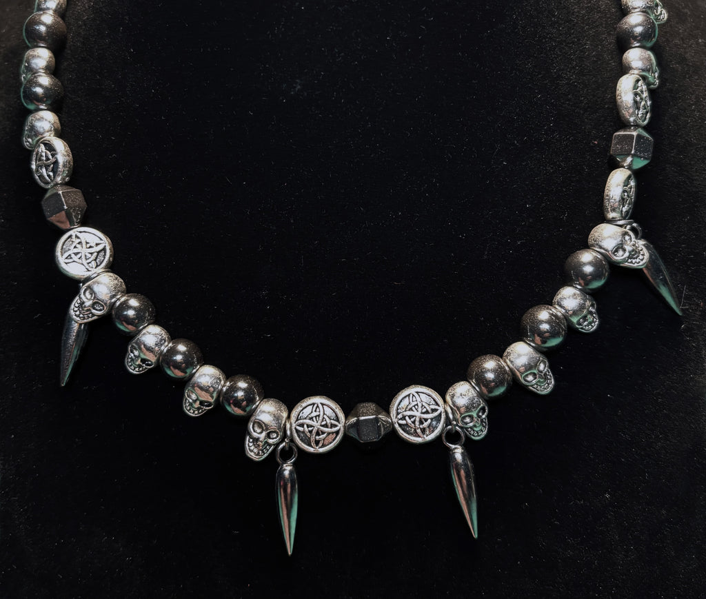 Sterling Silver & Hematite Vintage Necklace Choker Deco