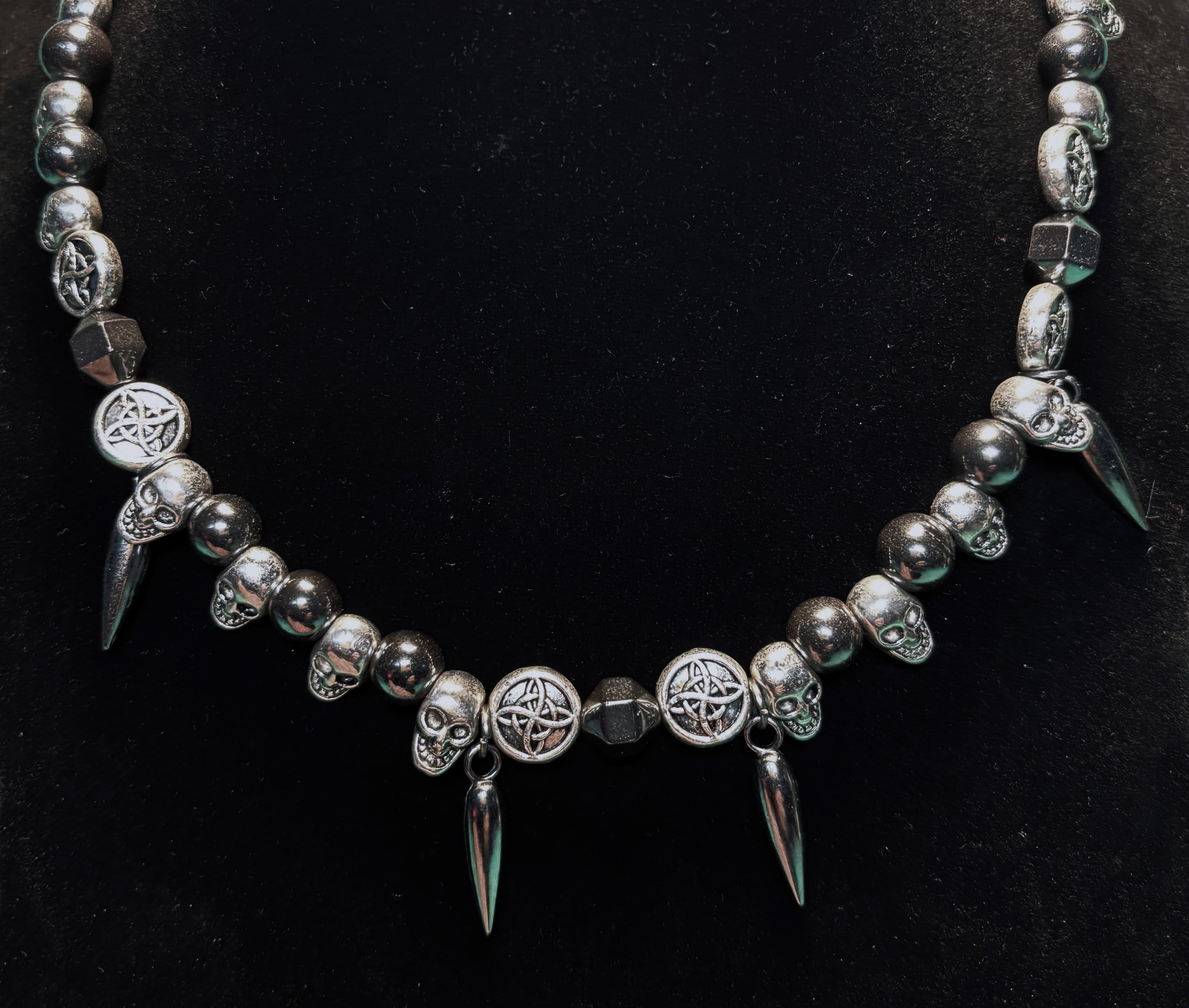 Sterling Silver & Hematite Vintage Necklace Choker Deco