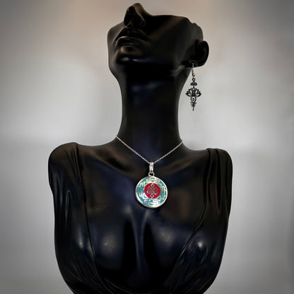 Tibetan Sterling Silver Necklace Gift Set: Everlasting Knot Turquoise Silver Coral Handmade