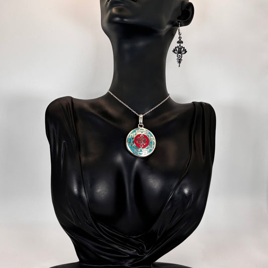 Tibetan Sterling Silver Necklace Gift Set: Everlasting Knot Turquoise Silver Coral Handmade