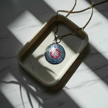 Tibetan Sterling Silver Necklace Gift Set: Everlasting Knot Turquoise Silver Coral Handmade