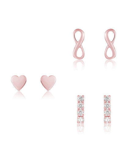 Sterling Silver Heart & Infinity Earring Set of 3