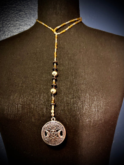 Sterling Silver Goddess Necklace: Pentacle, Pentagram, Hematite, Witchcraft jewelry, Wiccan￼￼￼