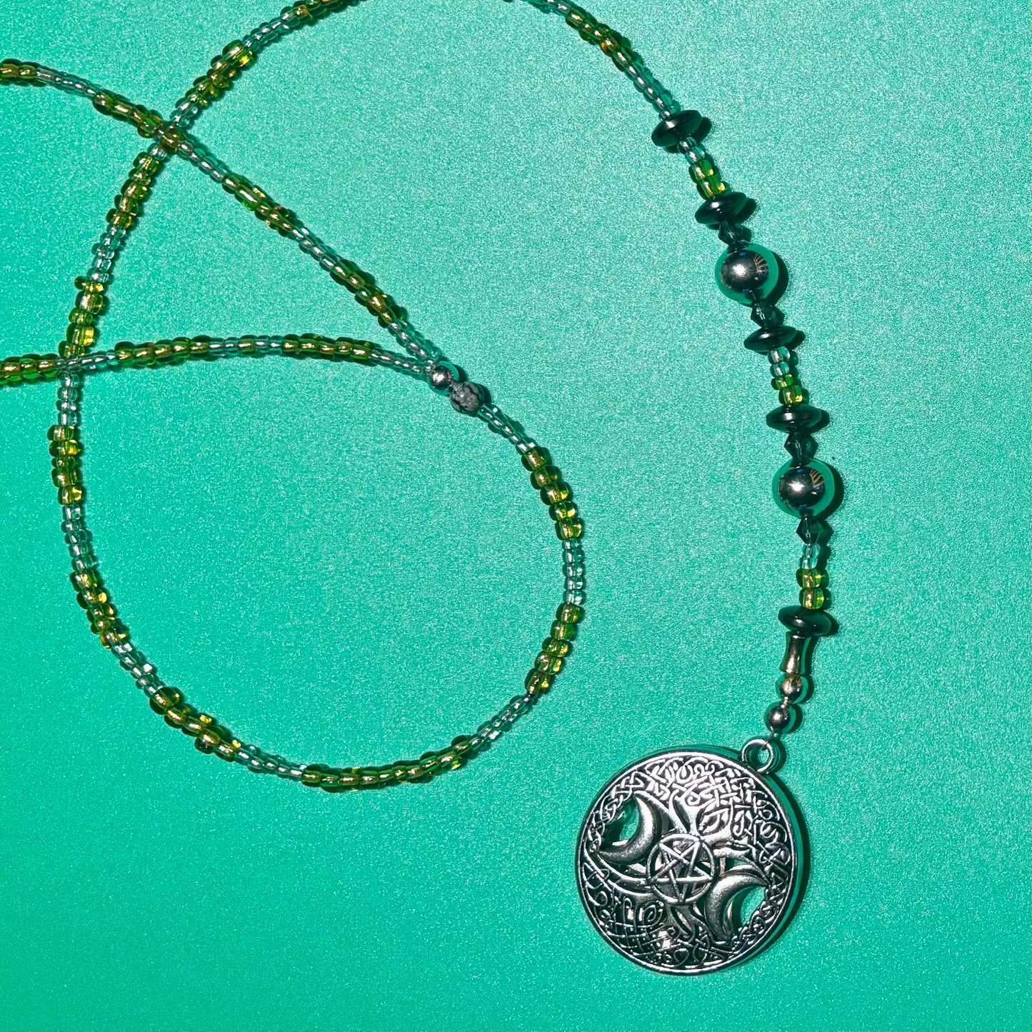 Sterling Silver Goddess Necklace: Pentacle, Pentagram, Hematite, Witchcraft jewelry, Wiccan￼￼￼