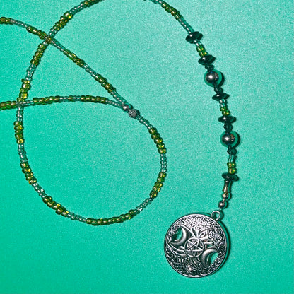 Sterling Silver Goddess Necklace: Pentacle, Pentagram, Hematite, Witchcraft jewelry, Wiccan￼￼￼