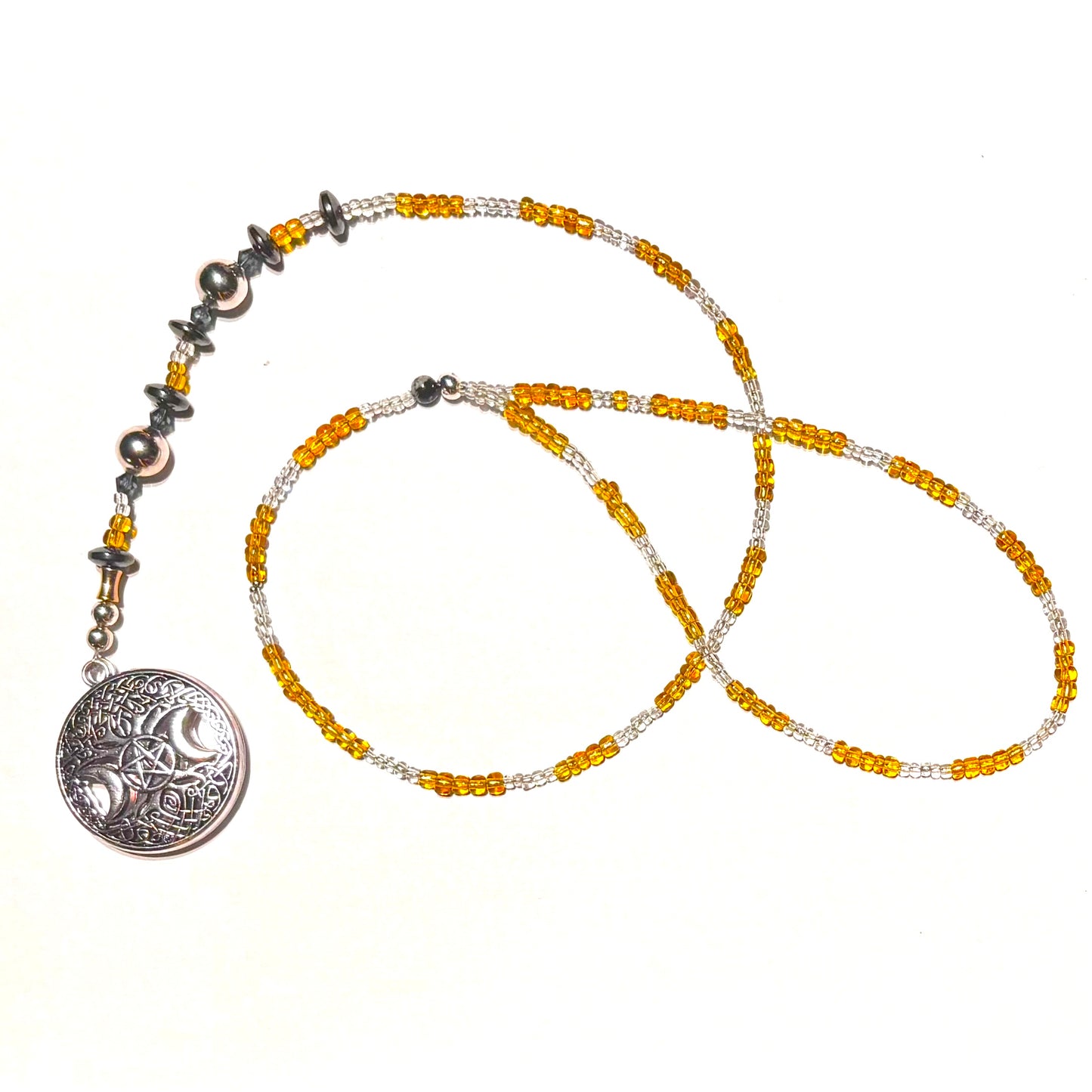 Sterling Silver Goddess Necklace: Pentacle, Pentagram, Hematite, Witchcraft jewelry, Wiccan￼￼￼