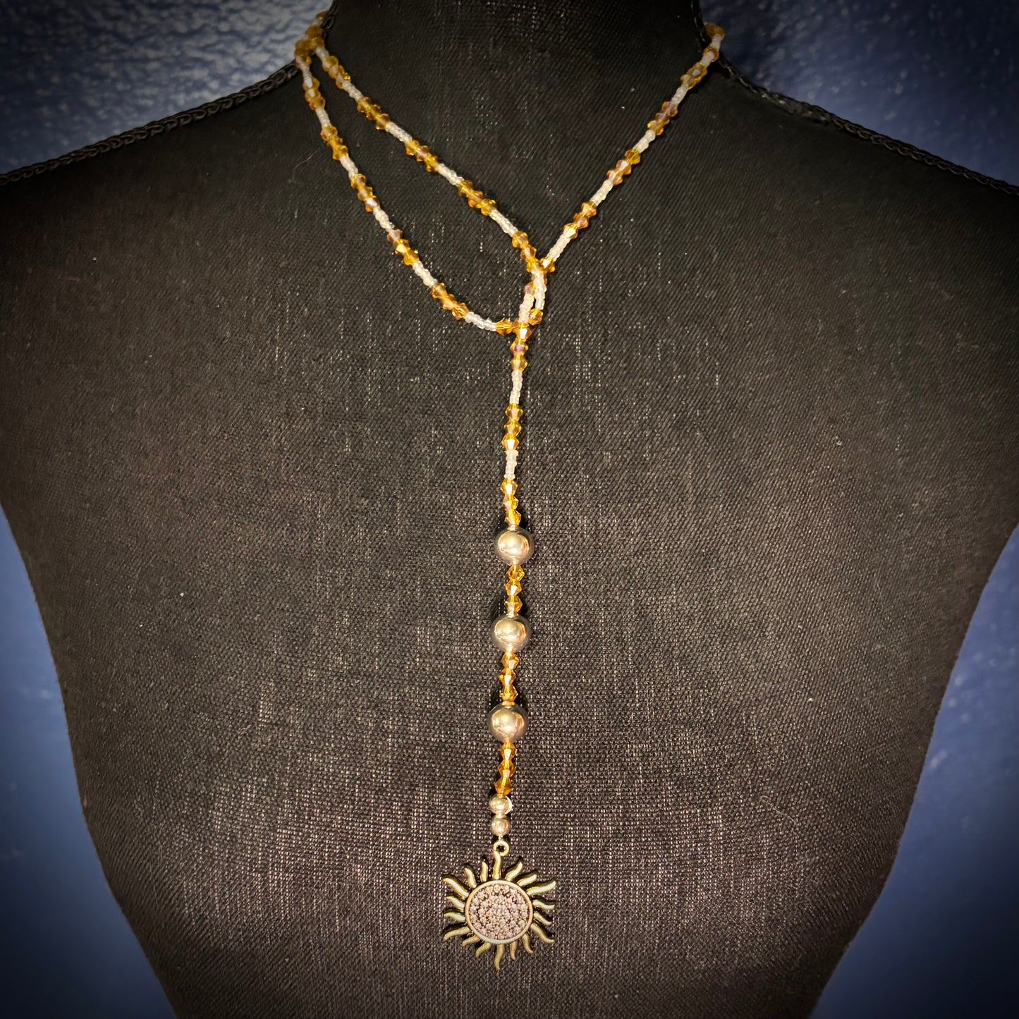 Sterling Silver and Gold Sun Necklace: Vintage, Artisan Jewelry