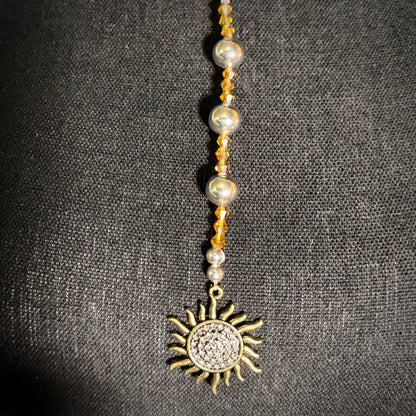 Sterling Silver and Gold Sun Necklace: Vintage, Artisan Jewelry