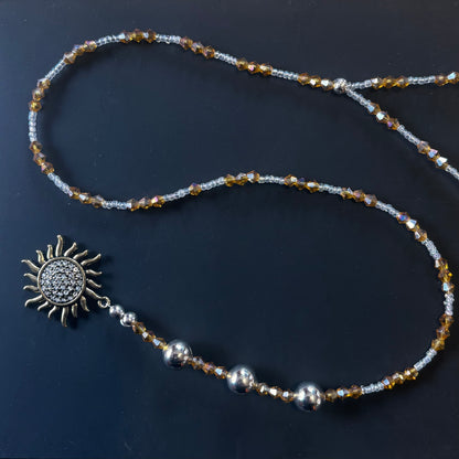 Sterling Silver and Gold Sun Necklace: Vintage, Artisan Jewelry