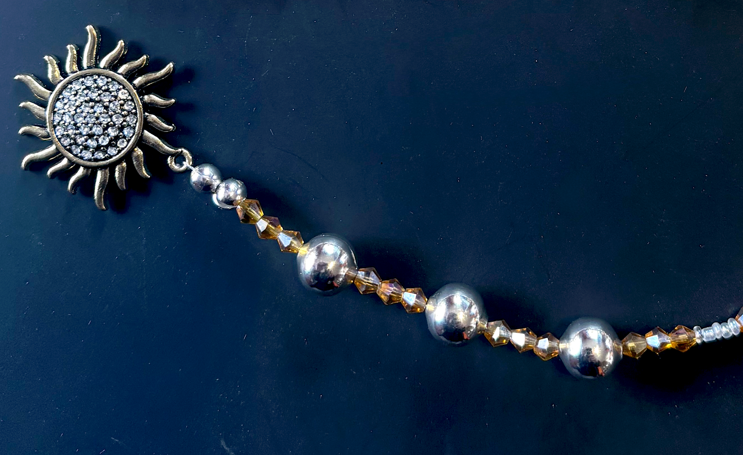 Sterling Silver and Gold Sun Necklace: Vintage, Artisan Jewelry
