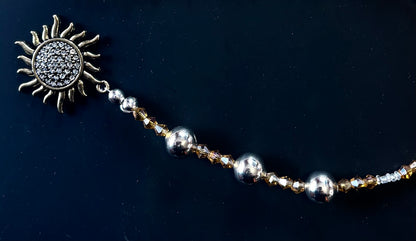 Sterling Silver and Gold Sun Necklace: Vintage, Artisan Jewelry