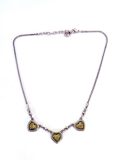 Full view of five-heart drop necklace