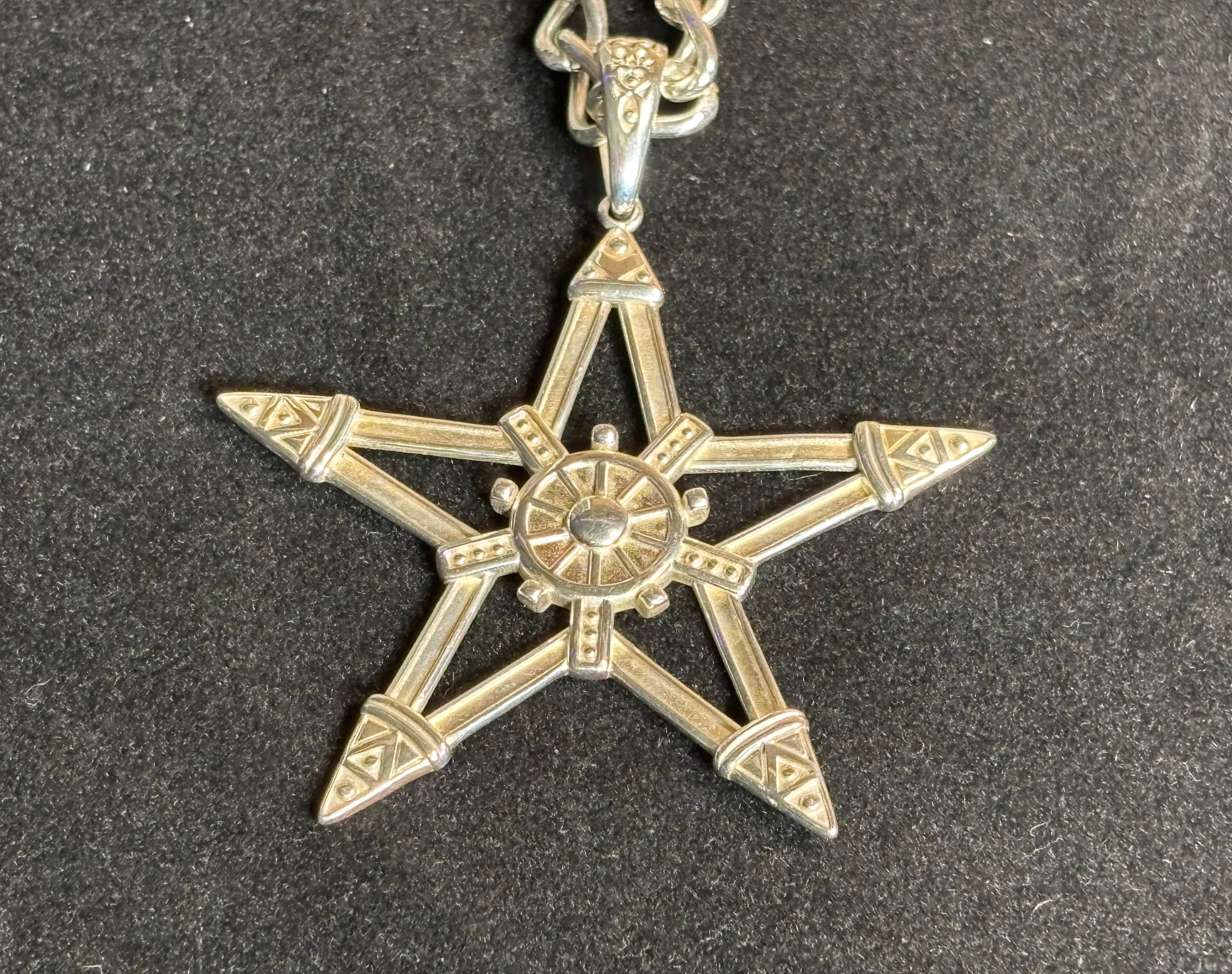 Sterling Silver Pentagram Pentacle Necklace Wicca Witchcraft Pagen Norse