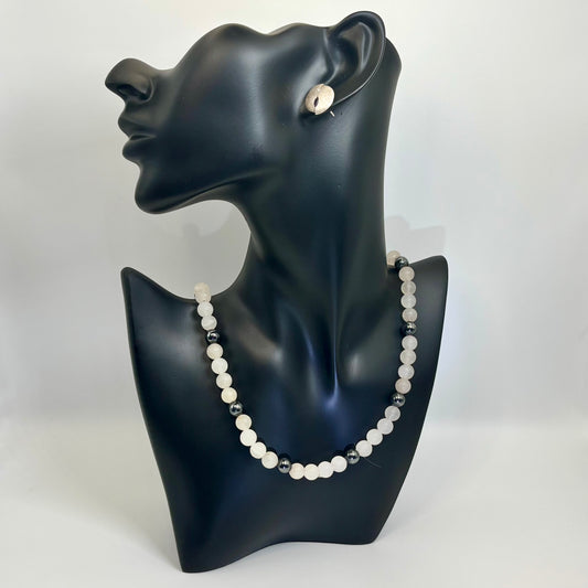 Sterling Silver White Jade Necklace: Hematite Jade Silver Fine Jewelry Statement Handmade @jewelry #everyone @everyone @fashion