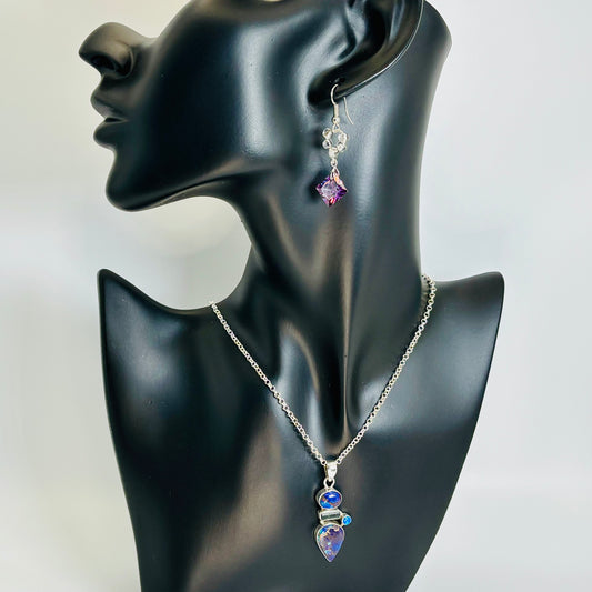 Sterling Silver Arizona Turquoise Necklace: Swarovski Crystal Jaspar Opal Vintage @jewelry #everyone @everyone @fashion