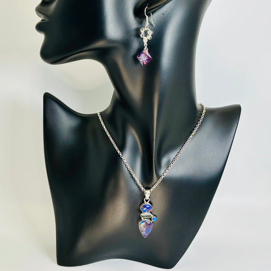 Sterling Silver Arizona Turquoise Necklace: Swarovski Crystal Jaspar Opal Vintage @jewelry #everyone @everyone @fashion