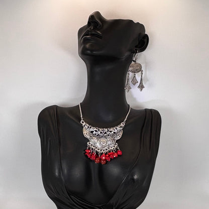 Tibetan Silver Necklace Gift Set: Carnelian Handmade