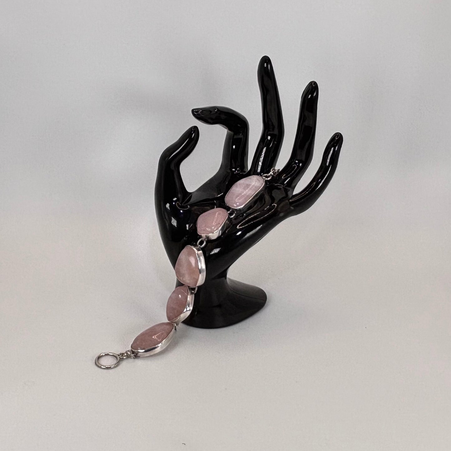 Sterling Silver Vintage Rose Quartz Bracelet: statement piece. #gift, #everyone, #fashion, #jewelry