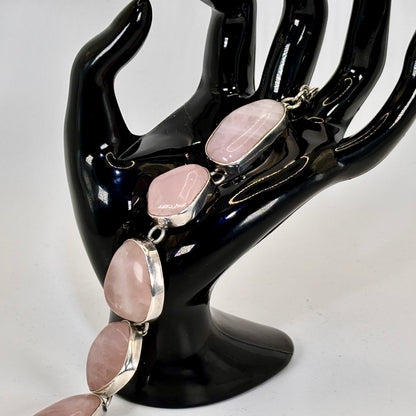 Sterling Silver Vintage Rose Quartz Bracelet: statement piece. #gift, #everyone, #fashion, #jewelry