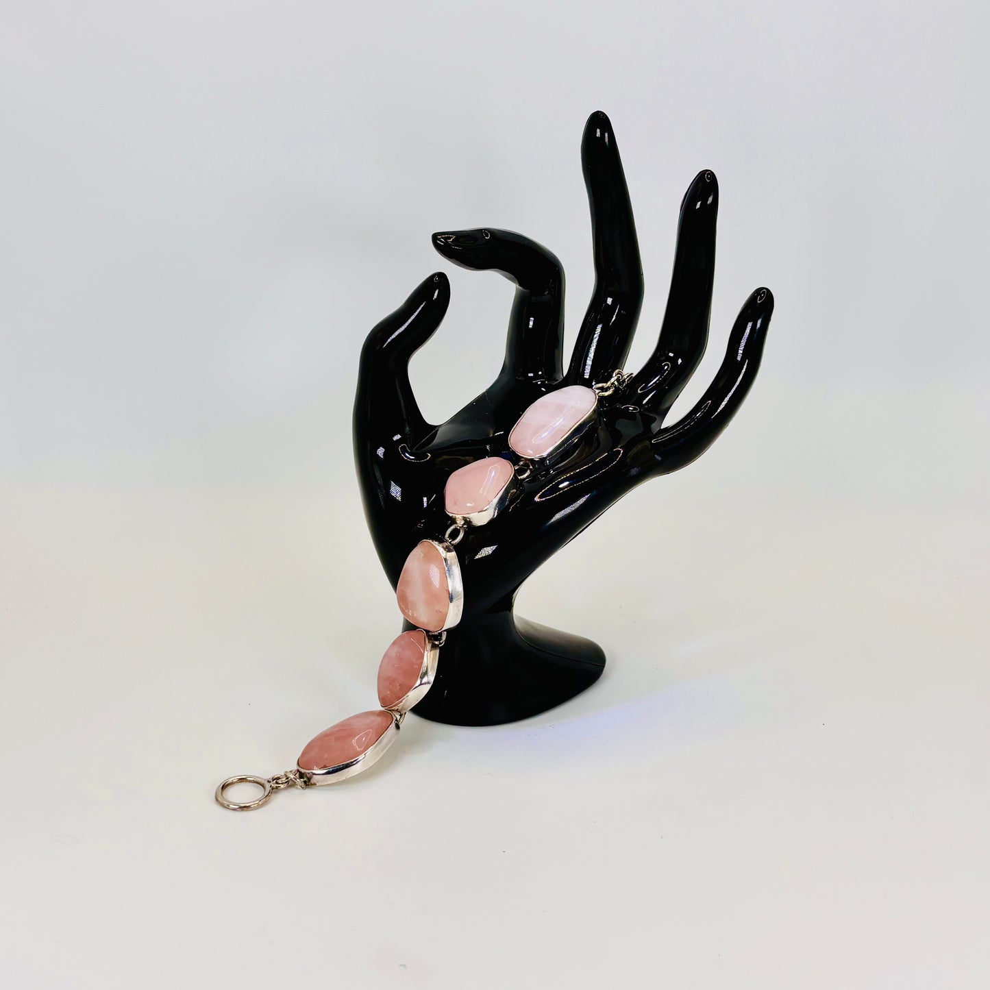 Sterling Silver Vintage Rose Quartz Bracelet: statement piece. #gift, #everyone, #fashion, #jewelry