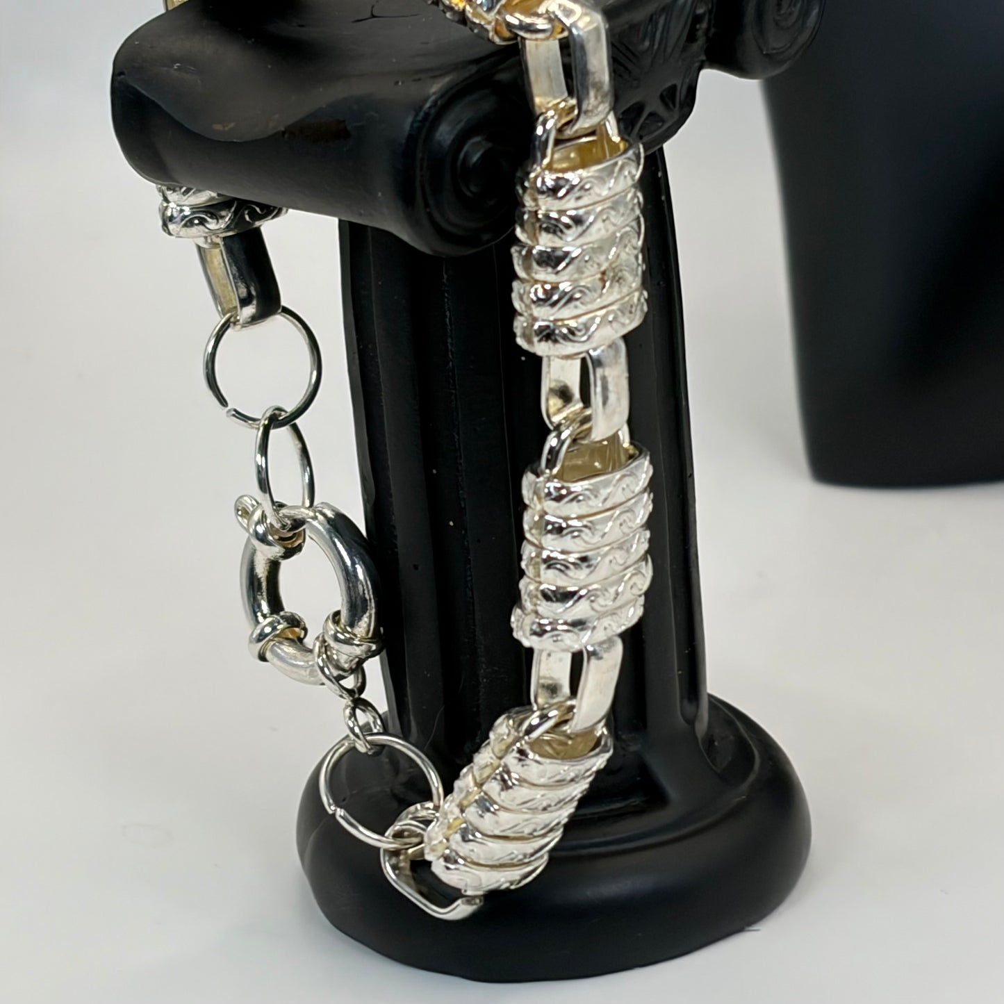 Rhodium Plated Stainless Steel Hoop Earrings, Chain Necklace, Link Bracelet | 9in Bracelet, 18in Necklace