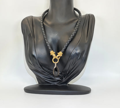18K Gold-Tipped Onyx & Diamond Vintage Choker: #everyone, #gift, #vintage, #jewelry – Braided Leather Statement Necklace