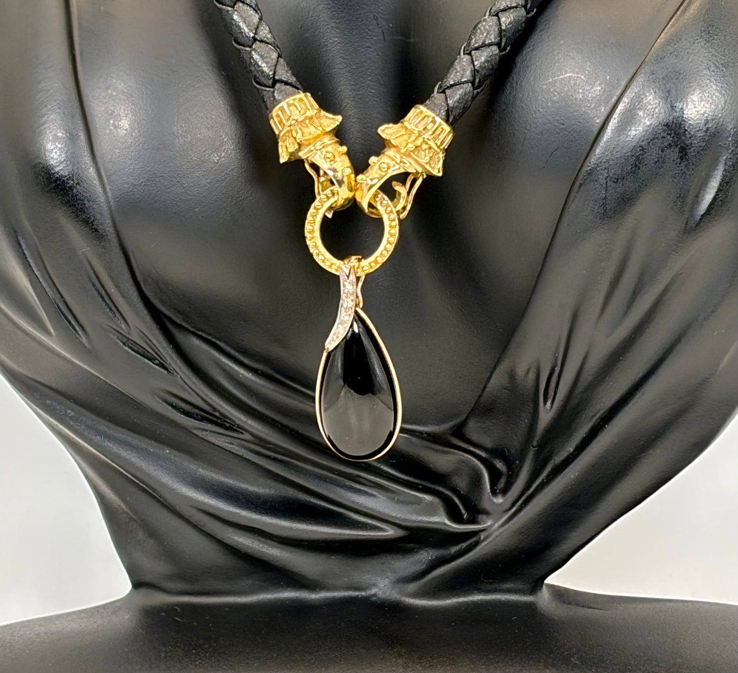 18K Gold-Tipped Onyx & Diamond Vintage Choker: #everyone, #gift, #vintage, #jewelry – Braided Leather Statement Necklace